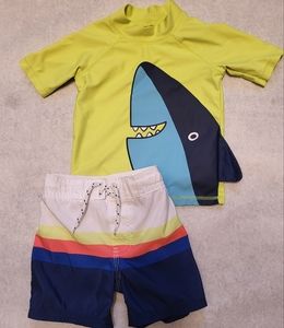 Rashguard swim top with matching swim trunks